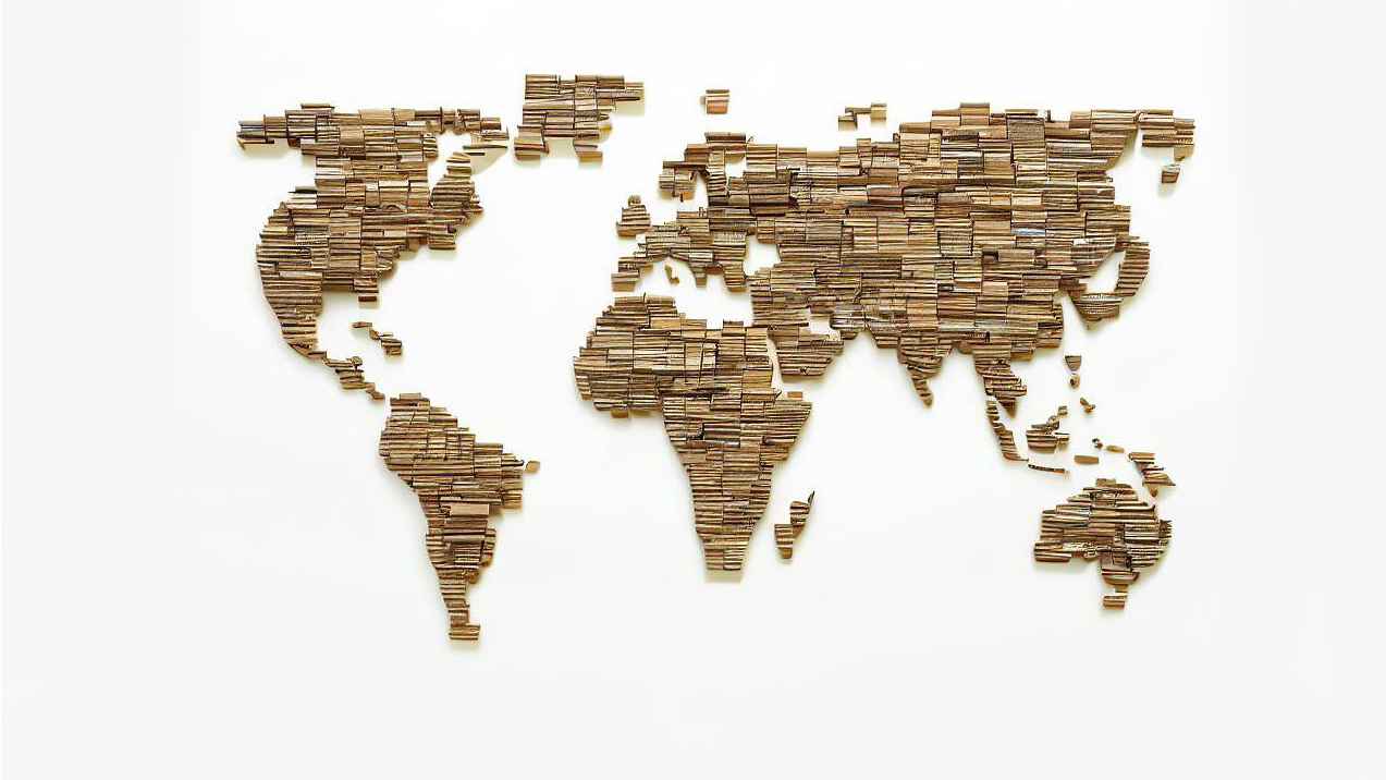 map of the world made of books