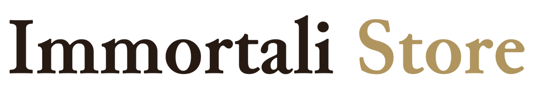 Logo of Immortali Store with 'Immortali' in black and 'Store' in gold.