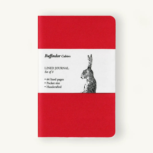 Buffindor's Lined Journal Set of 3 -Pocket - Red