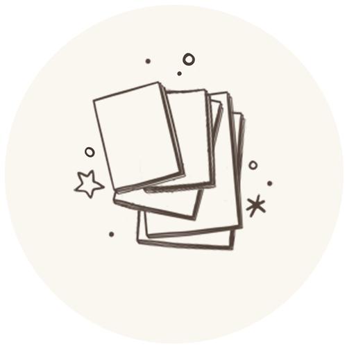 Illustration of a stack of books with decorative elements on a white background